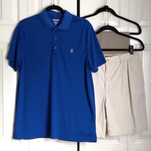 Men's Izod Royal Blue Checked Performance Polo Golf Shirt Size Medium